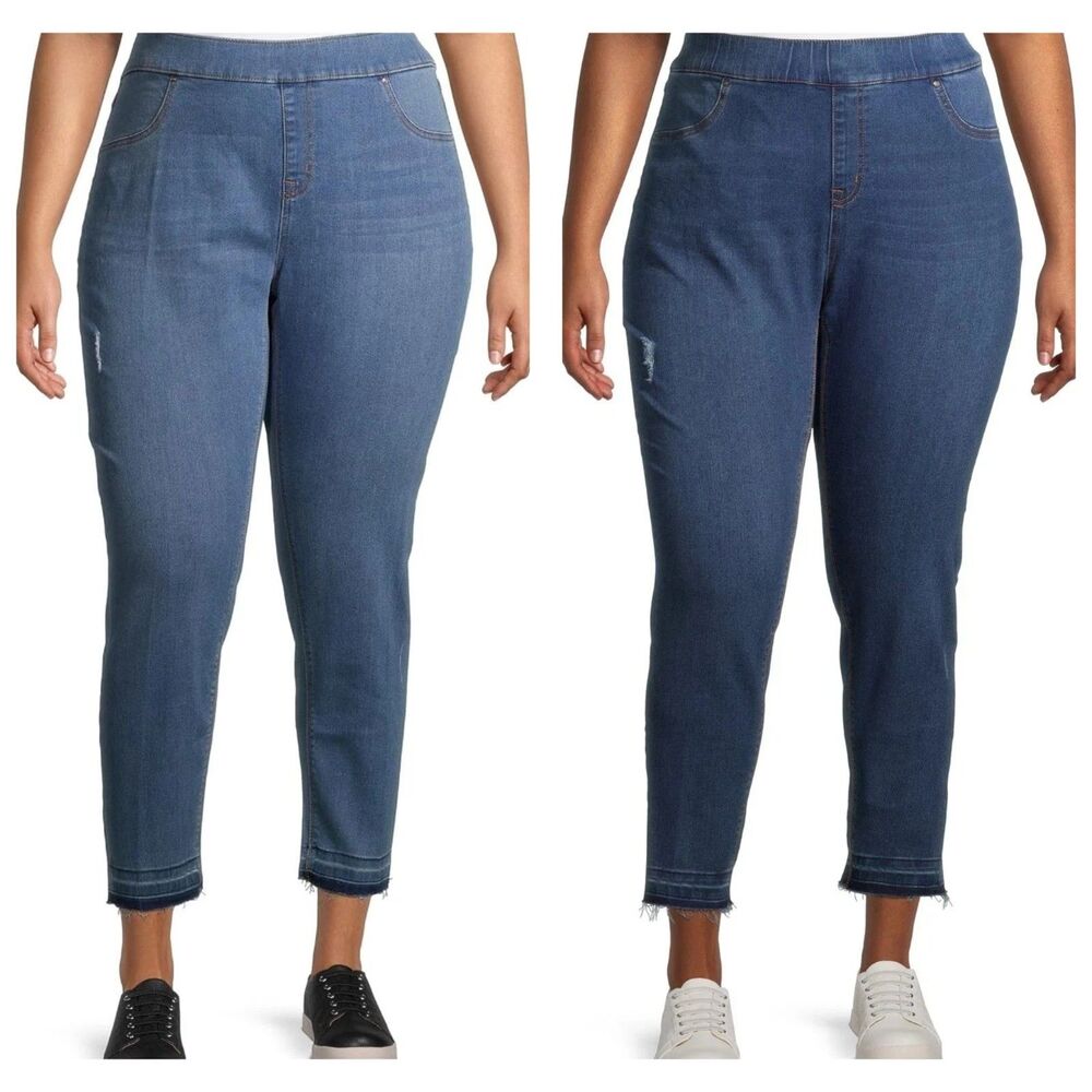 Terra & Sky Women's Plus Size | Tummy Control | Unhemmed Jeggings